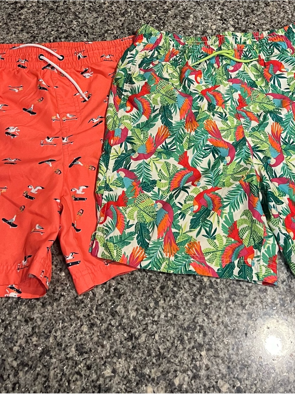 Old Navy Boys' Coral and Multicolor Parrot Print Swim Trunks